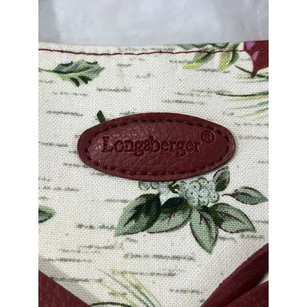 Longaberger Canvas Holiday Red Stripe poinsettia Small Tote